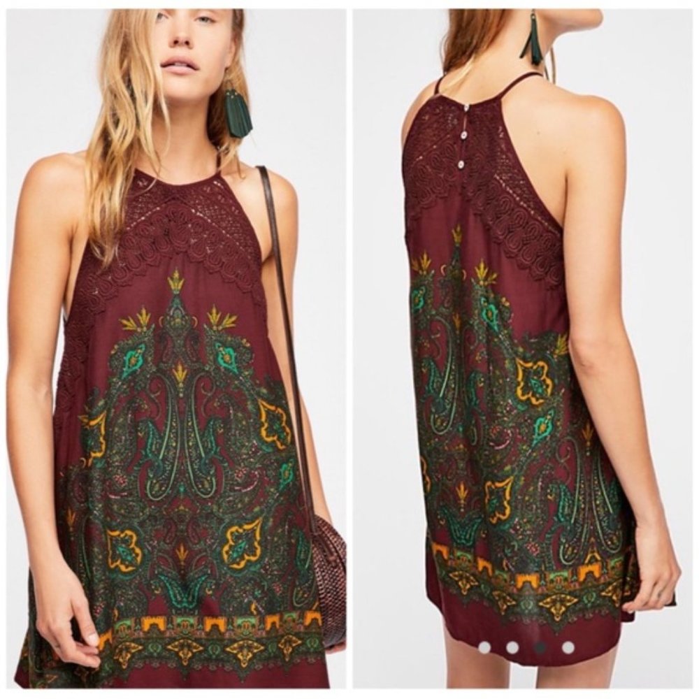 Free People Intimately Shea Purple Paisley Dress - Size Medium (M)